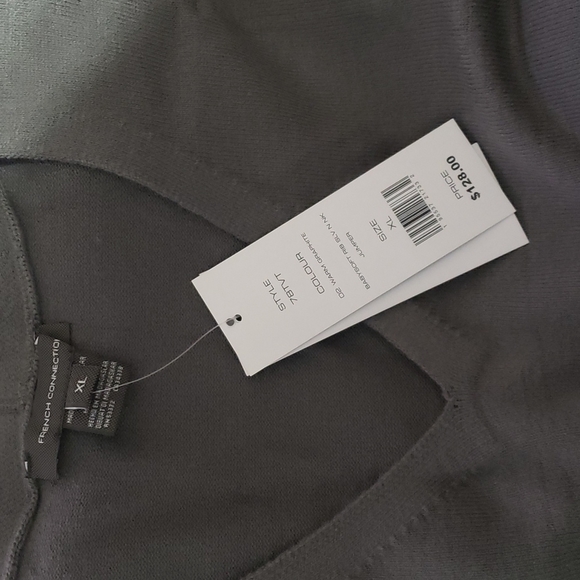 NWT FRENCH CONNECTION Baby Soft Ribbed Sleeve Sweater In Warm Graphite XL - Picture 3 of 5